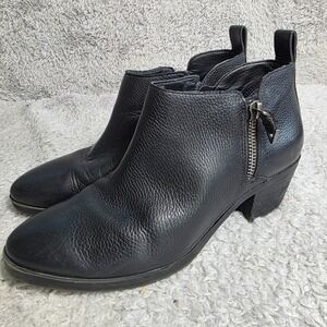 Vionic Cecily Ankle Boots Black Waterproof‎ Leather Shooties Womens 7 Excellent